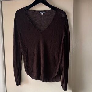 Brenda Serper Brown V-Neck Beaded Sweater